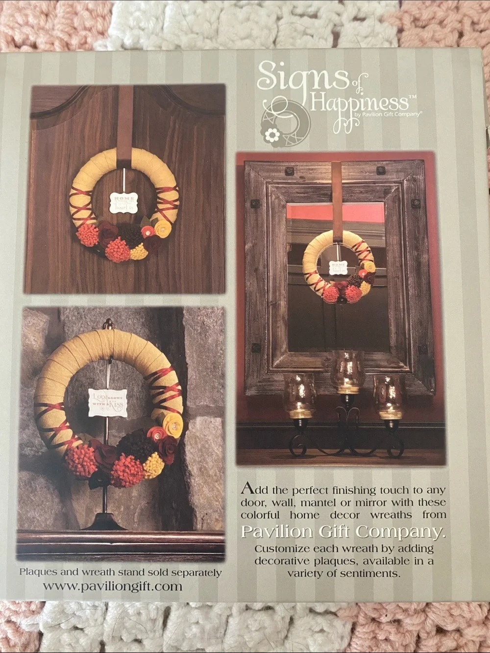 Signs of Happiness “My Valentine” Pink & Red Floral Wreath 6 in Pavilion Gift Co